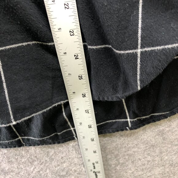 Marine Layer Flannel Popover Shirt Womens L Black Grid Plaid Organic Cotton - Picture 8 of 8